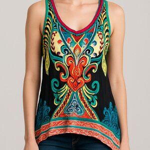 Flying Tomato Boho‎ Multicolor Sleeveless Hi-Low Tank Top